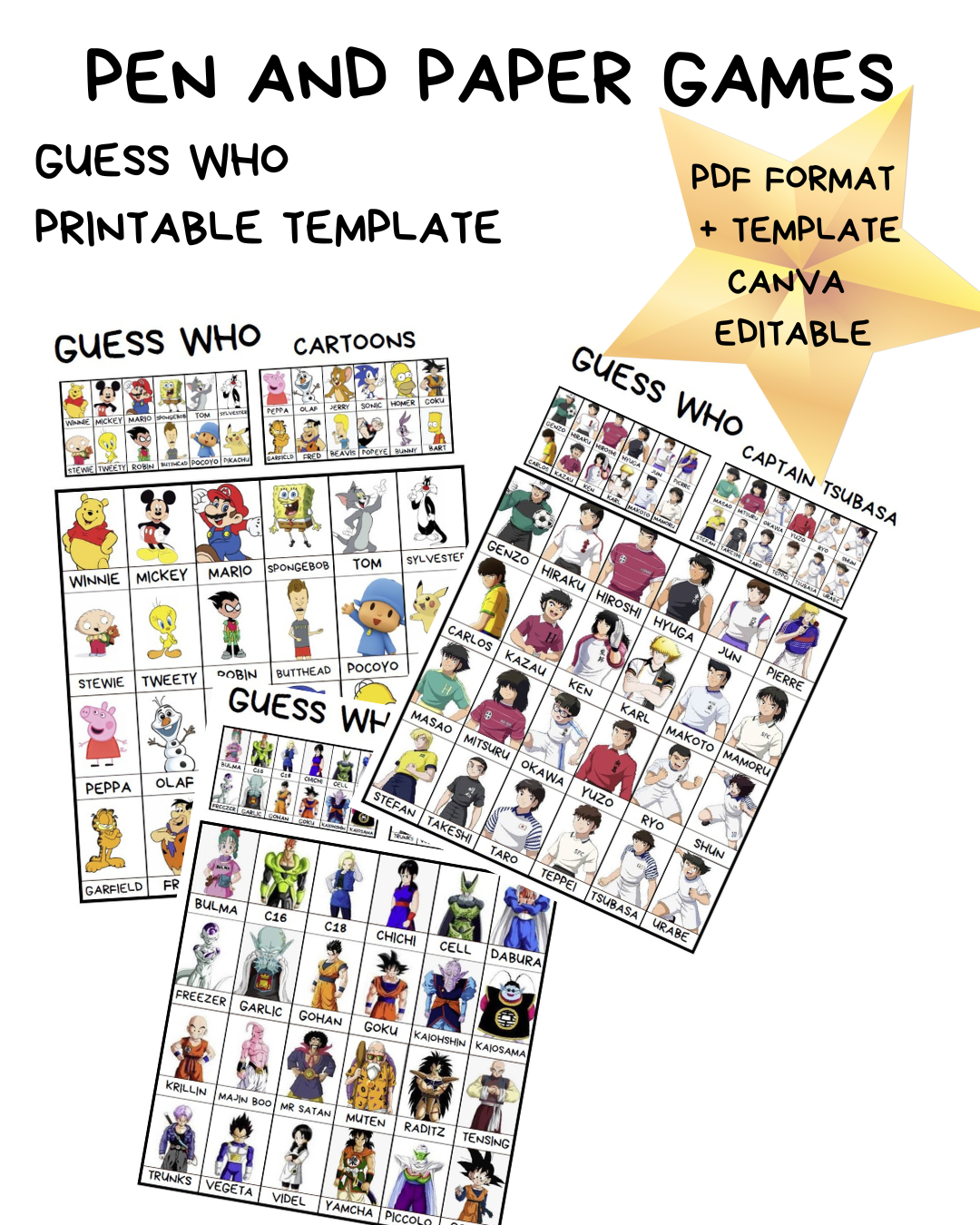 Pen and paper games printable - GUESS WHO