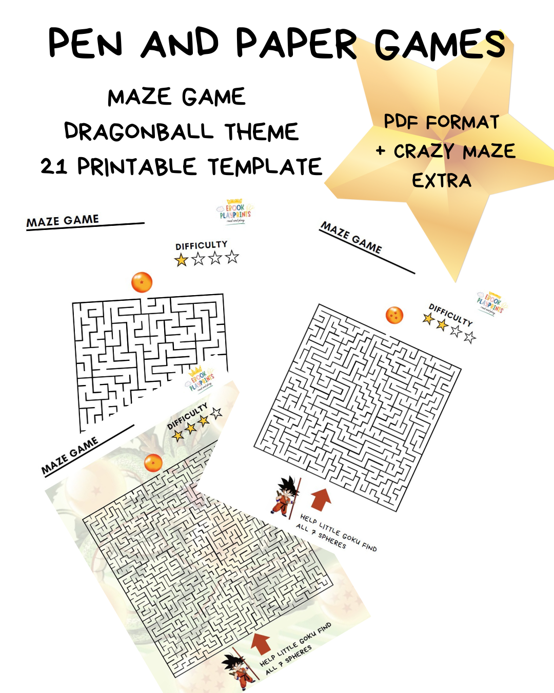 Pen and paper games printable - MAZE GAME DRAGONBALL THEME