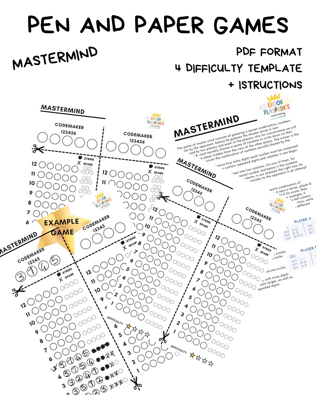 Pen and paper games printable - MASTERMIND