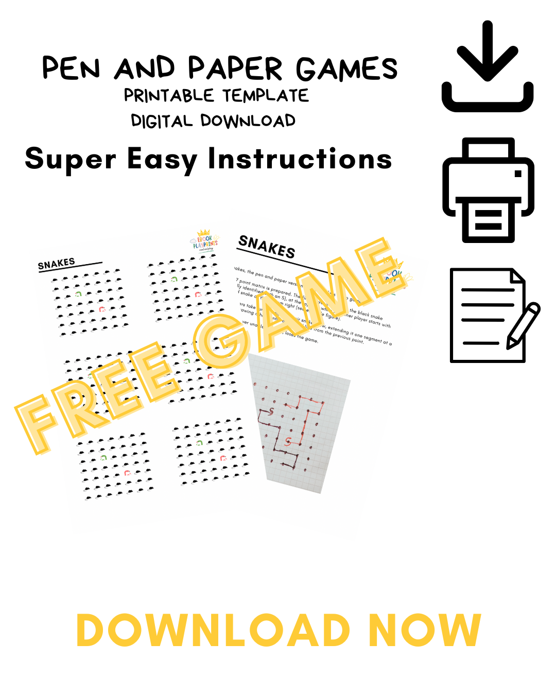 FREE Printable Pen and Paper Games – Instant Download for Kids