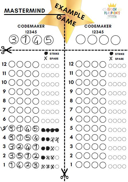 Pen and paper games printable - MASTERMIND